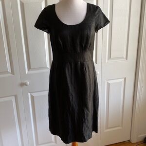 Banana Republic Black Linen Blend Shiny Sheath Dress Size 8 NWT